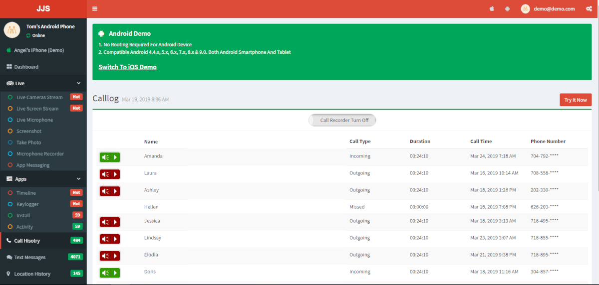 Android Call Hisotry Monitoring