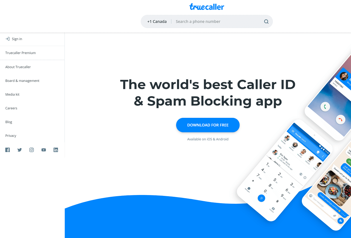 Truecaller tracciatore di telefoni